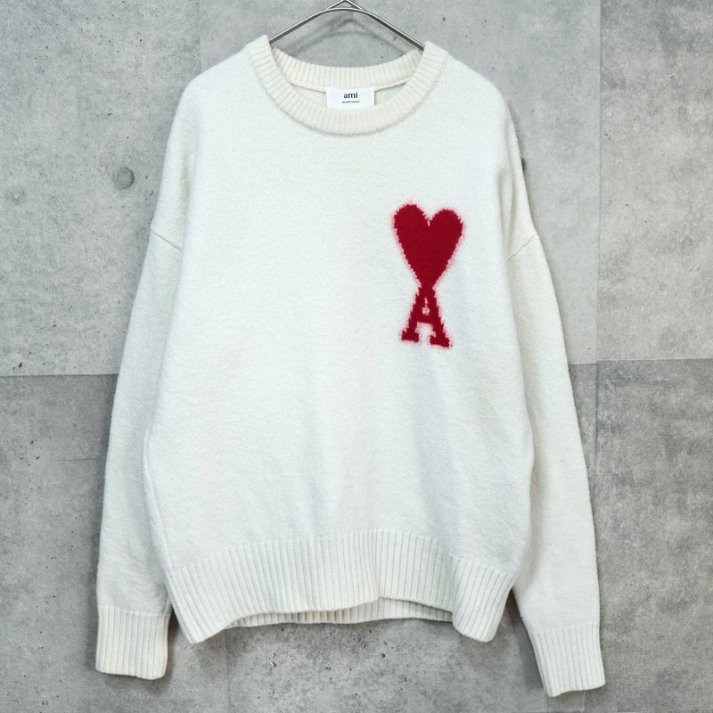 アミパリ アミ パリス ハートロゴ ニット アイボリー レディース