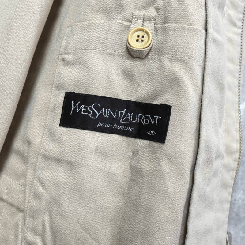 イヴ サンローラン ヴィンテージ YSLロゴ ブルゾン ジャケット ベージュ / モスグリーン