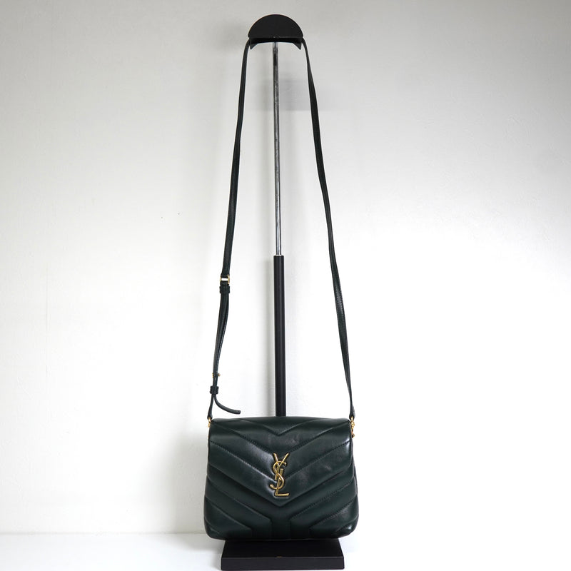 サンローラン YSLロゴ ルル レザー ショルダーバッグ グリーン