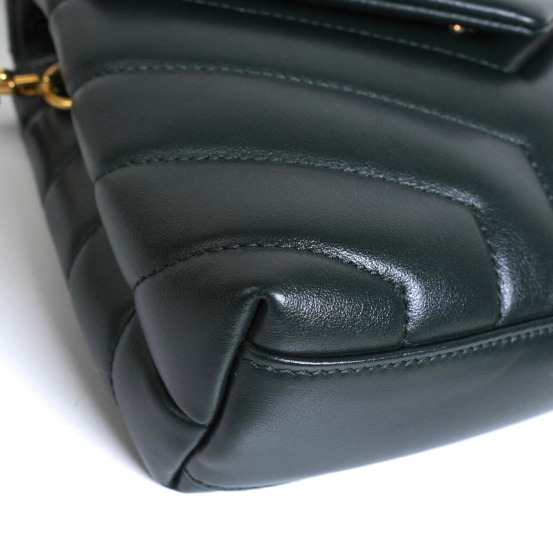 サンローラン YSLロゴ ルル レザー ショルダーバッグ グリーン