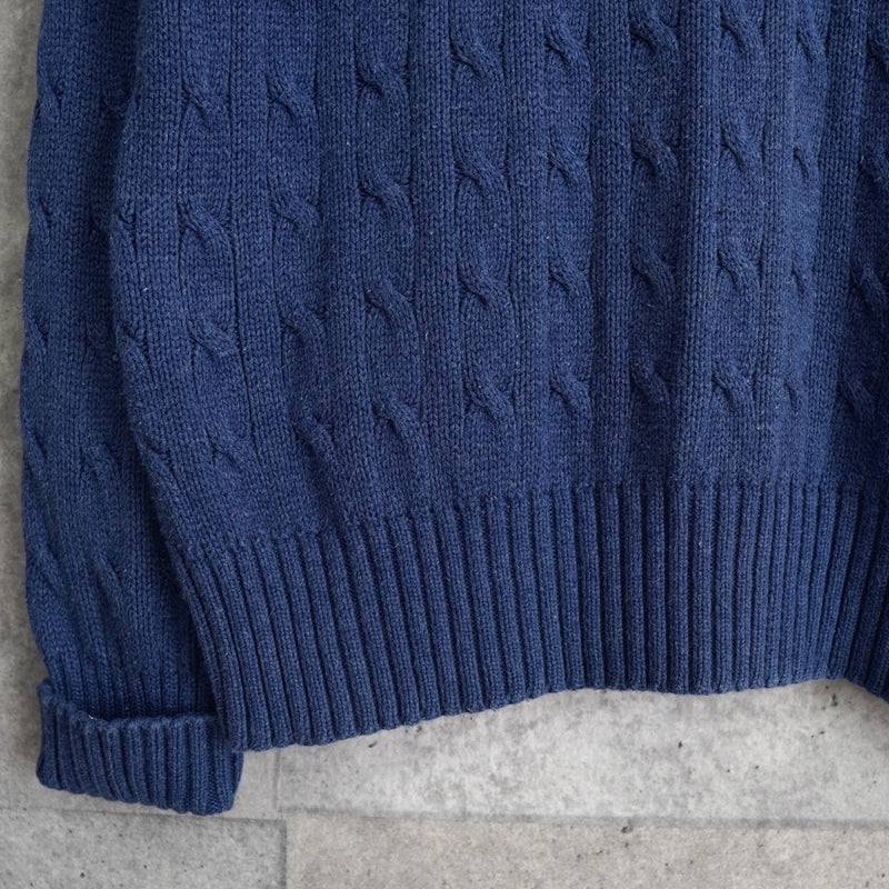 ポロ ラルフローレン ポニーロゴ ケーブル編み ニット ブルー