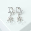 ディオール ロゴ ラインストーン スノー クリスタル ピアス シルバー