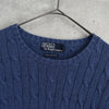 ポロ ラルフローレン ポニーロゴ ケーブル編み ニット ブルー