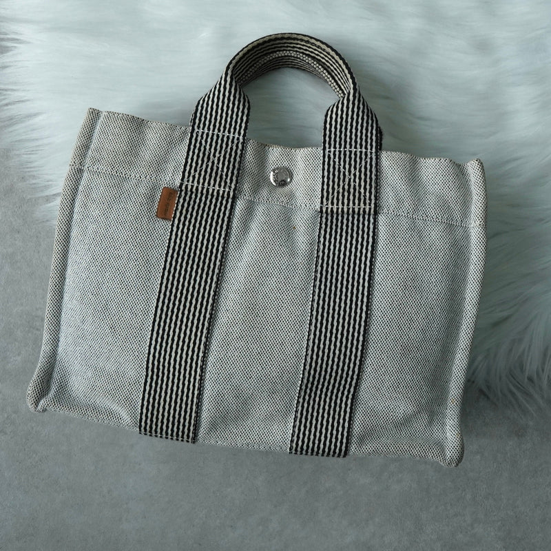 エルメス フールトゥPM キャンバス ハンドバッグ ホワイト / ブラック