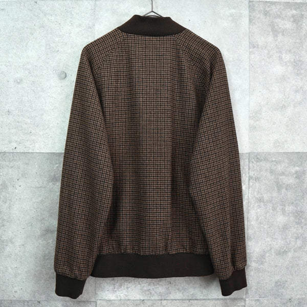 アディダス トレフォイルロゴ 千鳥格子柄 ウールジャケット ブルゾン ブラウン