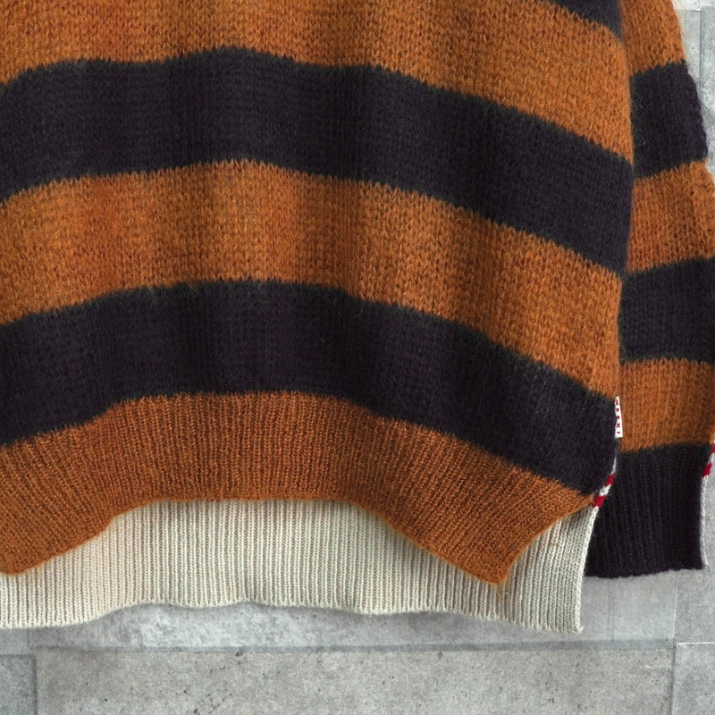 マルニ ドッキング 切り替え ボーダー柄 モヘア ニット キャメル / アイボリー