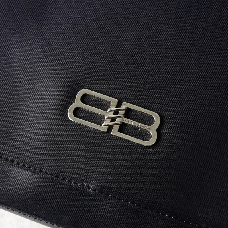 バレンシアガ BBロゴ ナイロン / レザー ワンショルダーバッグ ハンドバッグ ブラック