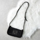 ロエベ スタッズ アナグラム ハラコレザー / ファー ショルダーバッグ ブラック