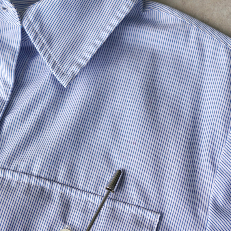 ローレン ラルフローレン ストライプ柄 ロング丈 シャツワンピース ブルー