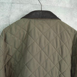 サルバトーレ フェラガモ レザー切り替え キルティングジャケット カーキ