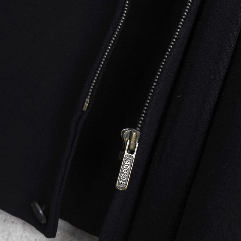 ラコステ ロゴパッチ ウールコート ミドルコート ブラック