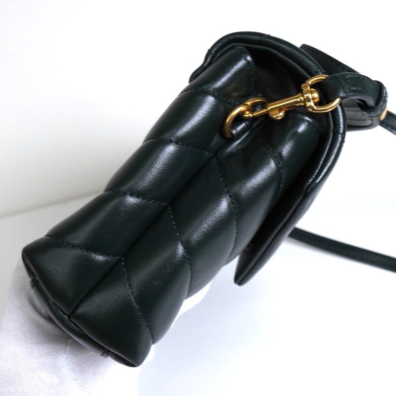 サンローラン YSLロゴ ルル レザー ショルダーバッグ グリーン