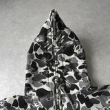 A BATHING APE × STUSSY ステューシー × エイプ スカル カモ ジップアップ フーディー パーカー グレー - NEWSED