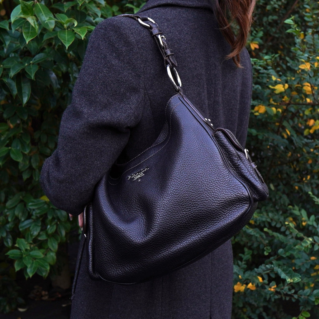 PRADA VITTELO LEATHER ONE SHOULDER BAG