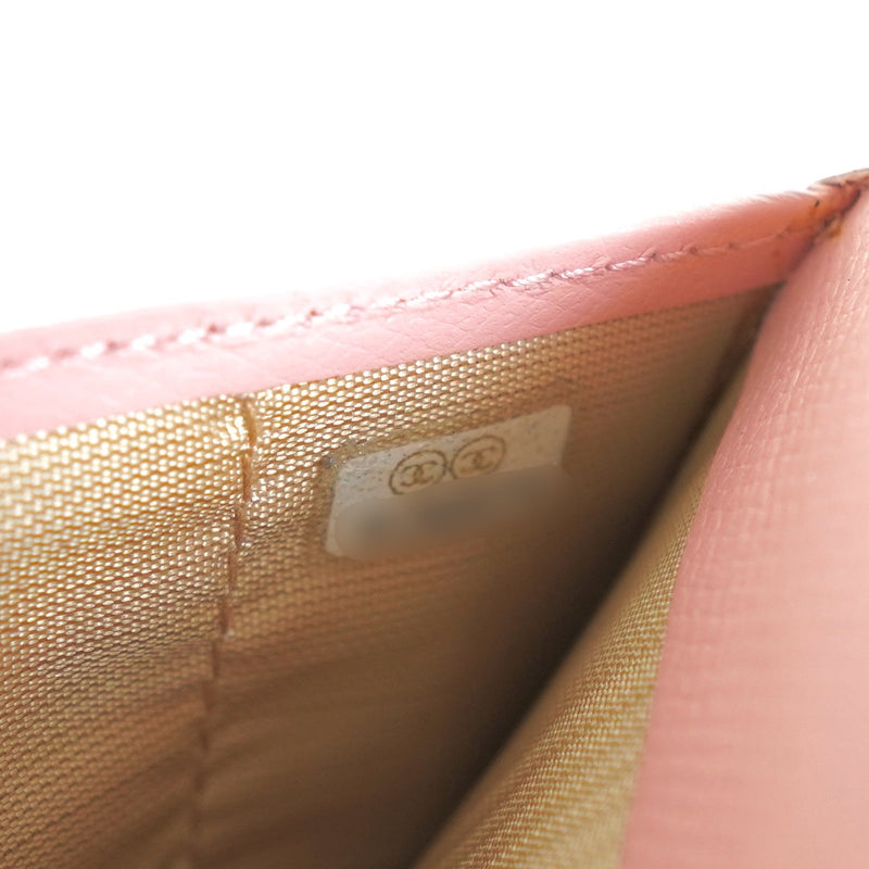 シャネル ココボタン レザー 長財布 ピンク