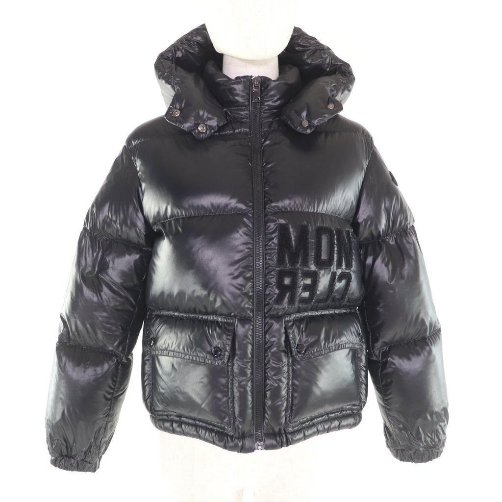 モンクレール ABBAYE フロントロゴ フード付 ZIP UP ダウンジャケット ブラック 12anni 152cm レディース