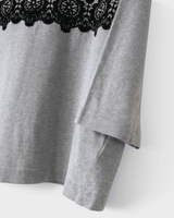 トリコ コム デ ギャルソン AD2012 レース 装飾 長袖Tシャツ ロンT グレー M レディース - NEWSED