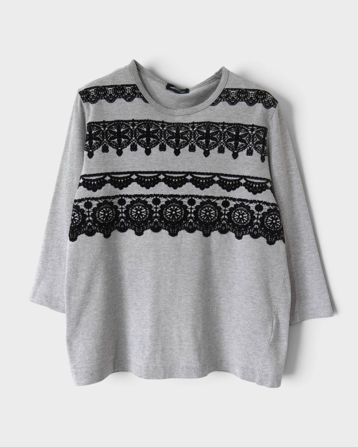 トリコ コム デ ギャルソン AD2012 レース 装飾 長袖Tシャツ ロンT グレー M レディース - NEWSED