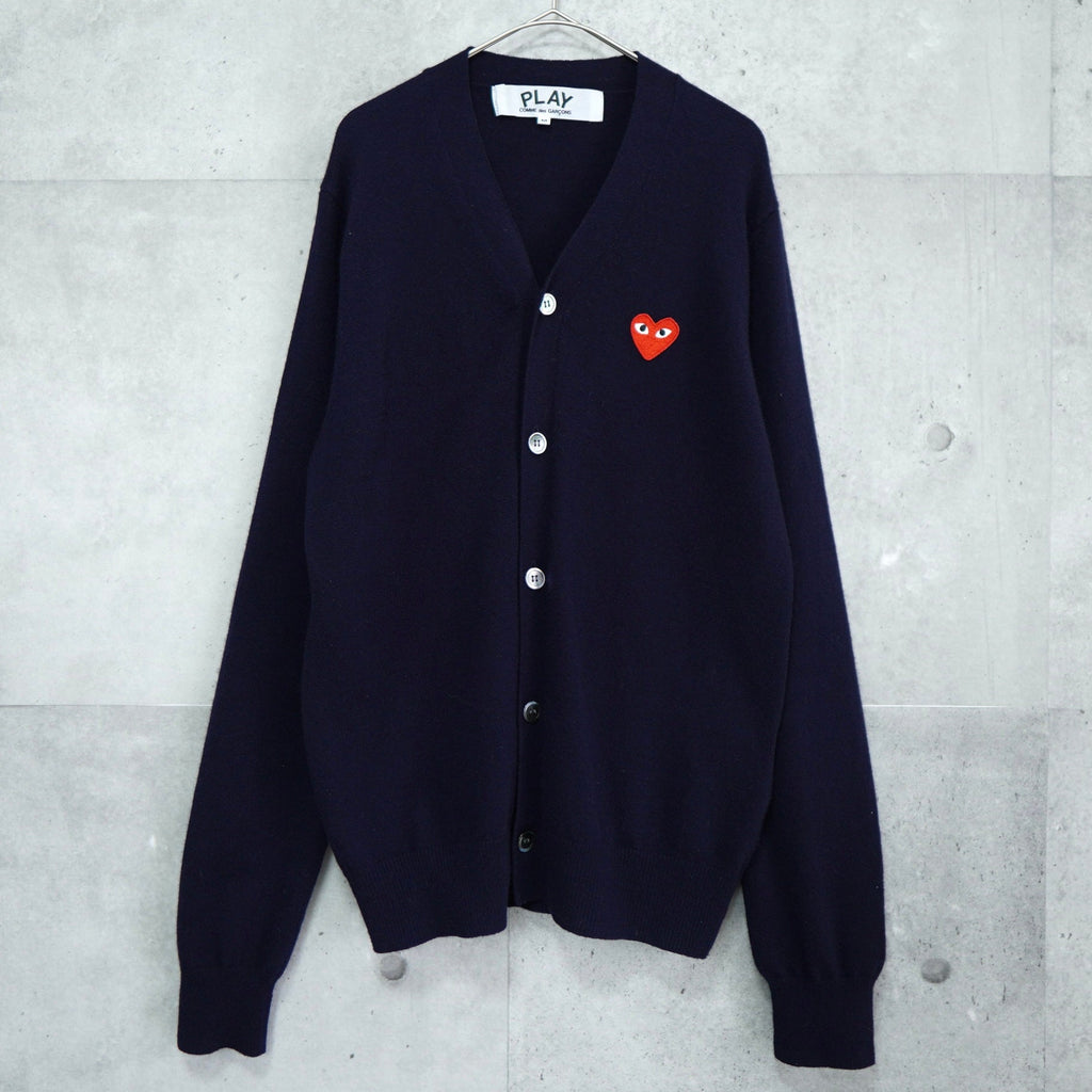 プレイ コムデギャルソン カーディガン ロゴパッチ ネイビー AD2023