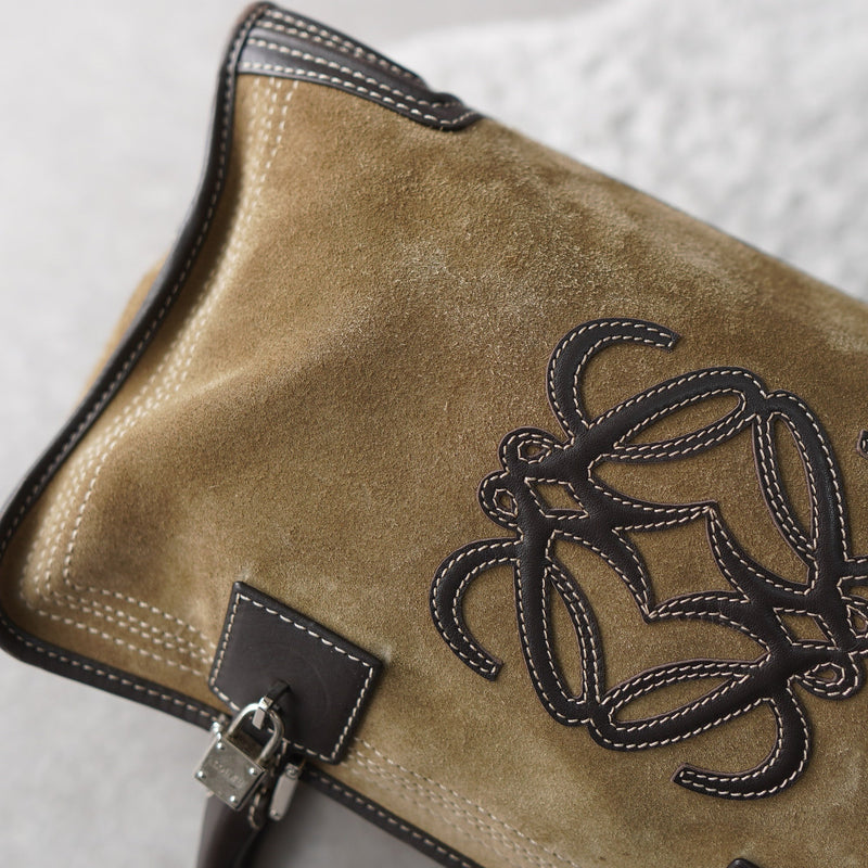 Amazona 36 Anagram Suede Leather Mini Boston Bag - NEWSED