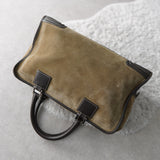 Amazona 36 Anagram Suede Leather Mini Boston Bag - NEWSED