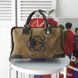Amazona 36 Anagram Suede Leather Mini Boston Bag - NEWSED