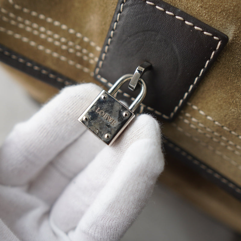 Amazona 36 Anagram Suede Leather Mini Boston Bag - NEWSED