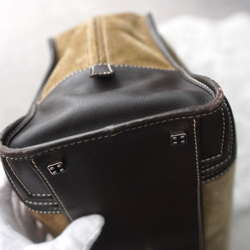 Amazona 36 Anagram Suede Leather Mini Boston Bag - NEWSED
