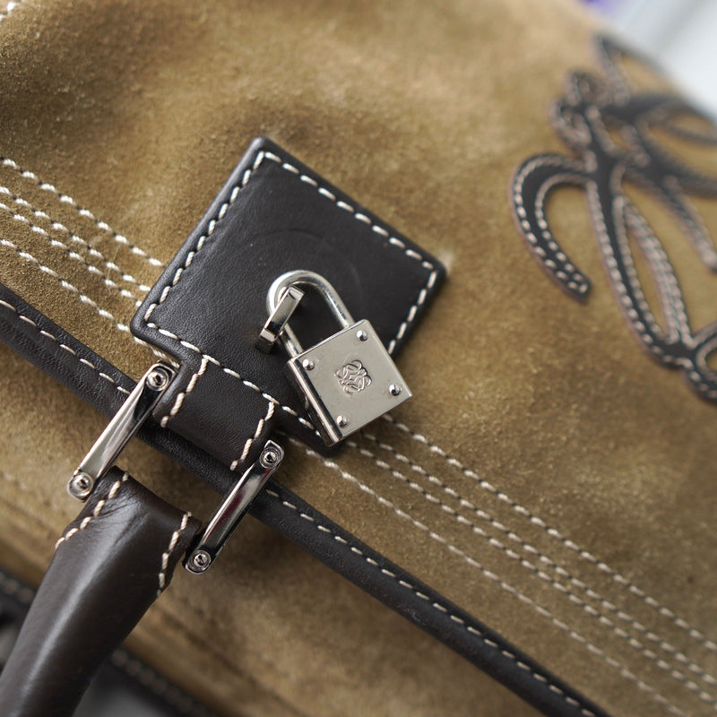 Amazona 36 Anagram Suede Leather Mini Boston Bag - NEWSED