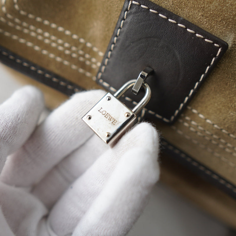 Amazona 36 Anagram Suede Leather Mini Boston Bag - NEWSED