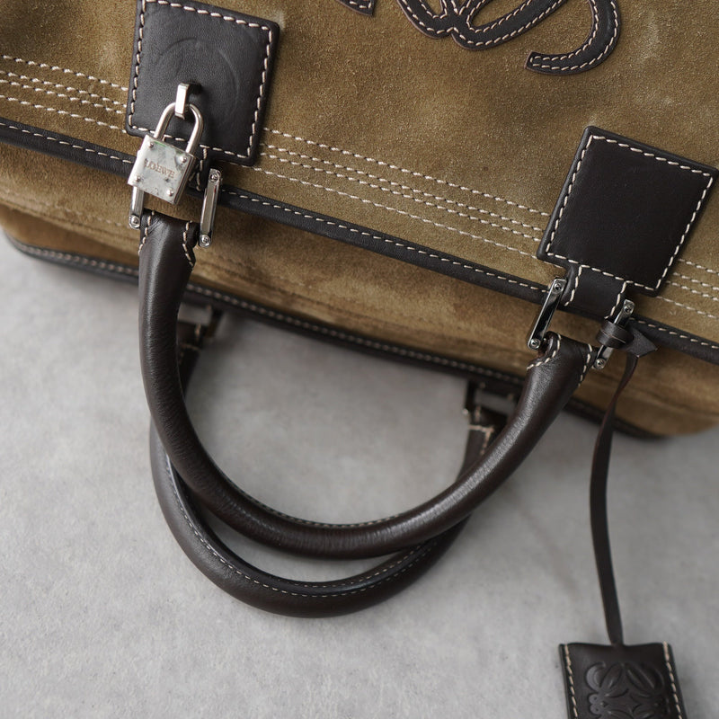 Amazona 36 Anagram Suede Leather Mini Boston Bag - NEWSED