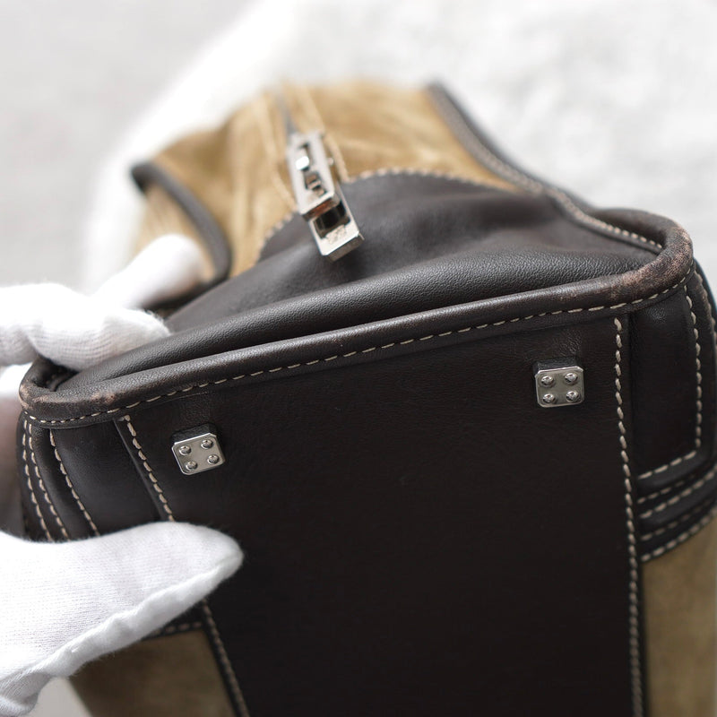 Amazona 36 Anagram Suede Leather Mini Boston Bag - NEWSED
