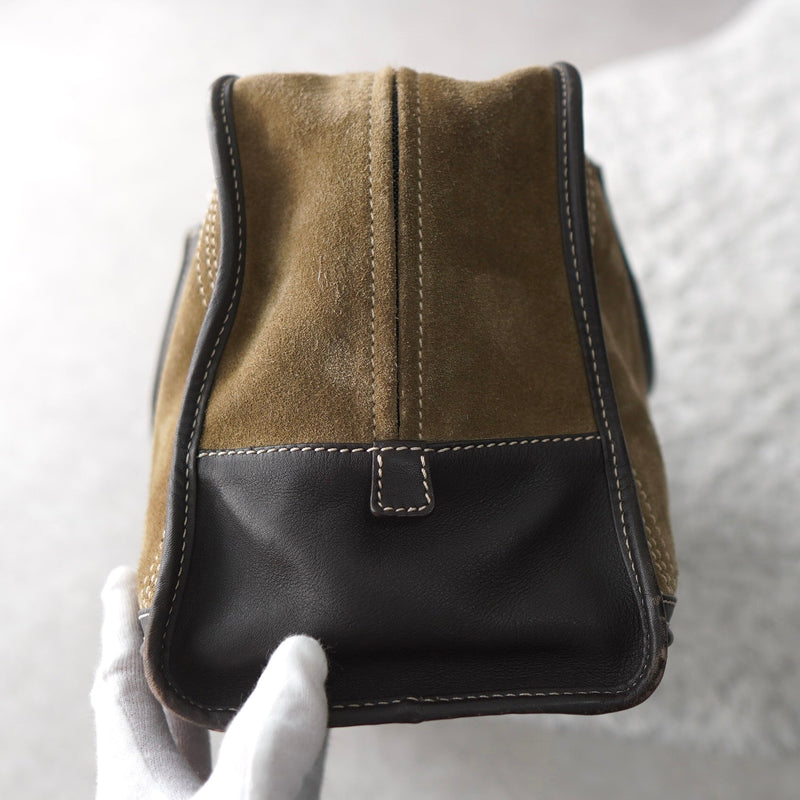 Amazona 36 Anagram Suede Leather Mini Boston Bag - NEWSED