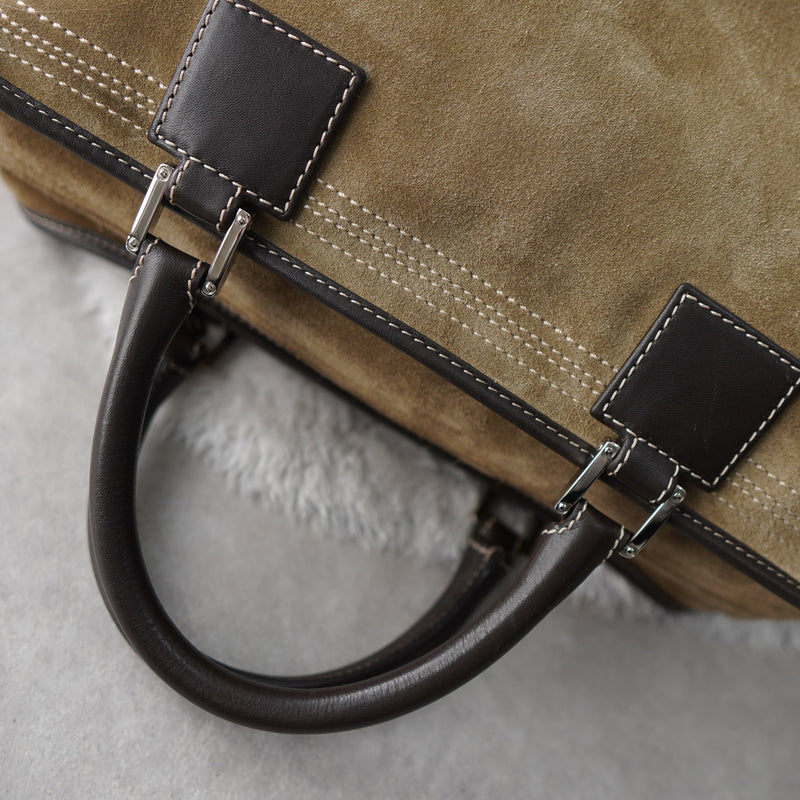 Amazona 36 Anagram Suede Leather Mini Boston Bag - NEWSED