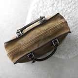 Amazona 36 Anagram Suede Leather Mini Boston Bag - NEWSED