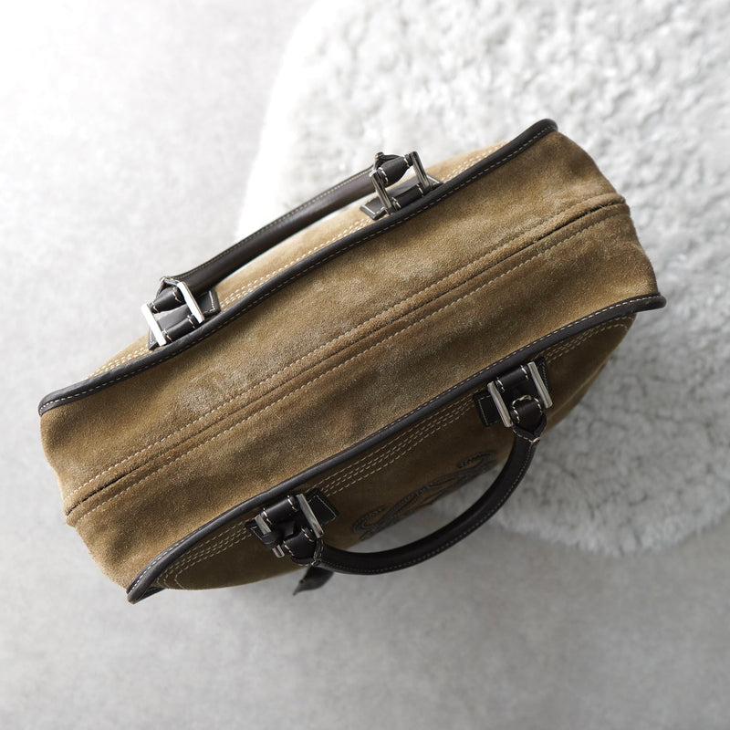 Amazona 36 Anagram Suede Leather Mini Boston Bag - NEWSED