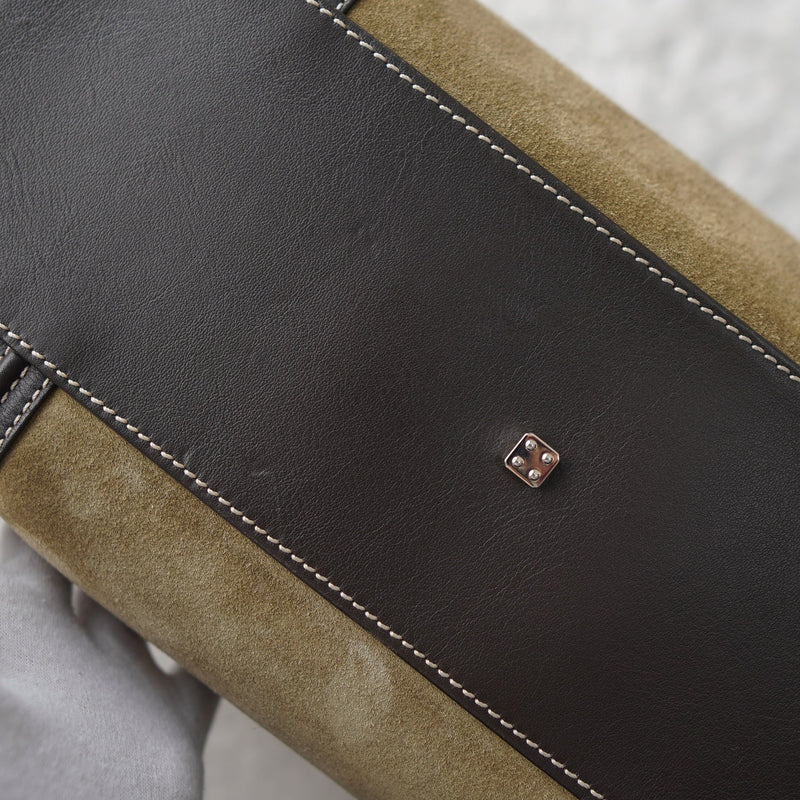 Amazona 36 Anagram Suede Leather Mini Boston Bag - NEWSED