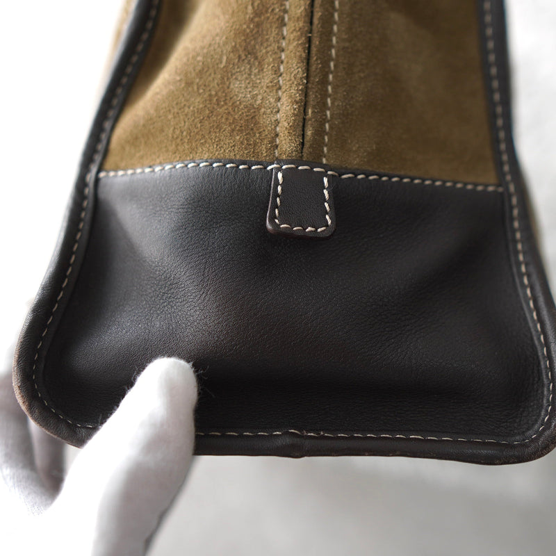 Amazona 36 Anagram Suede Leather Mini Boston Bag - NEWSED