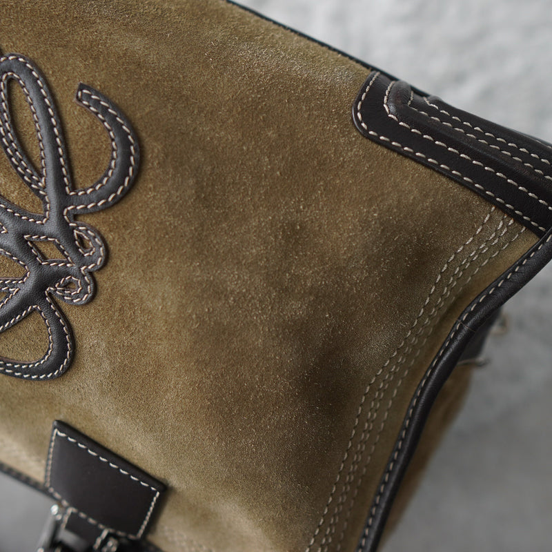 Amazona 36 Anagram Suede Leather Mini Boston Bag - NEWSED