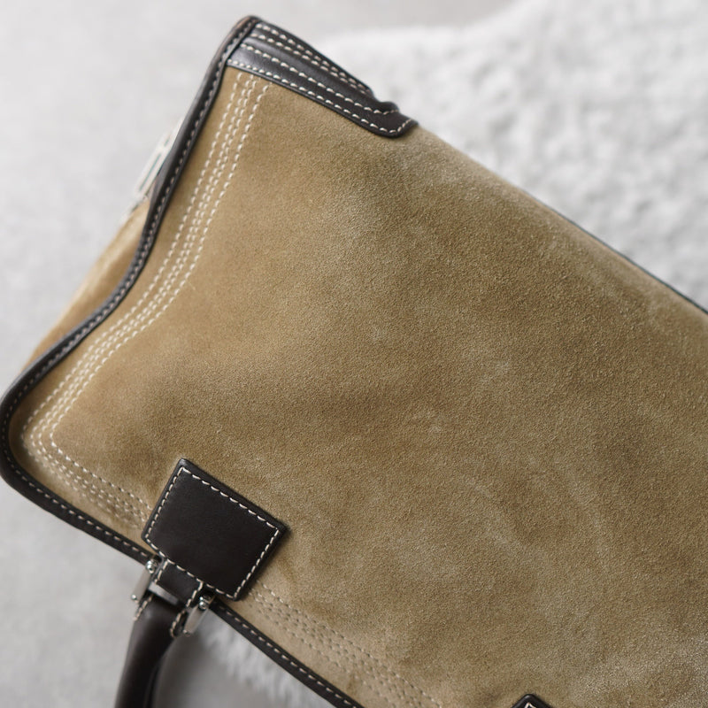 Amazona 36 Anagram Suede Leather Mini Boston Bag - NEWSED