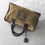 Amazona 36 Anagram Suede Leather Mini Boston Bag - NEWSED