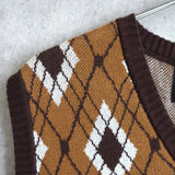 Argyle Knitted Vest - NEWSED