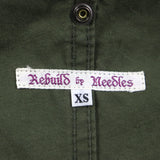 リビルド バイ ニードルズ ARMY TENT BAL COLLAR COAT ワックスコットン 再構築 比翼仕立て ロゴ入りボタン 襟コーデュロイ モッズコート カーキ XS メンズ - NEWSED