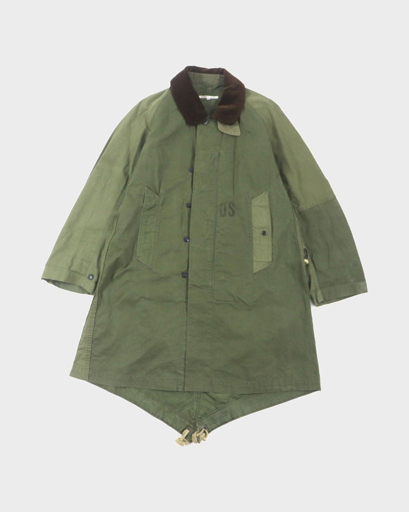 リビルド バイ ニードルズ ARMY TENT BAL COLLAR COAT ワックスコットン 再構築 比翼仕立て ロゴ入りボタン 襟コーデュロイ モッズコート カーキ XS メンズ