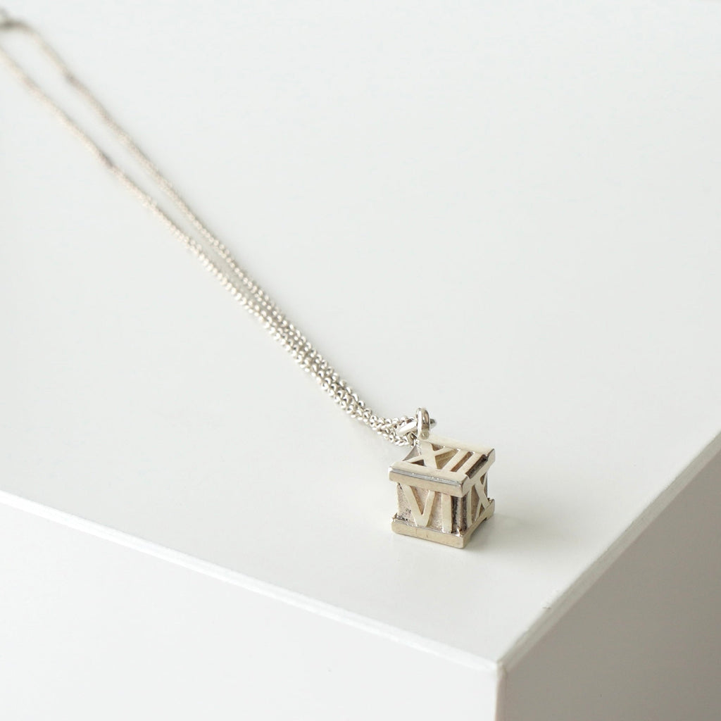 Atlas Cube Silver Necklace