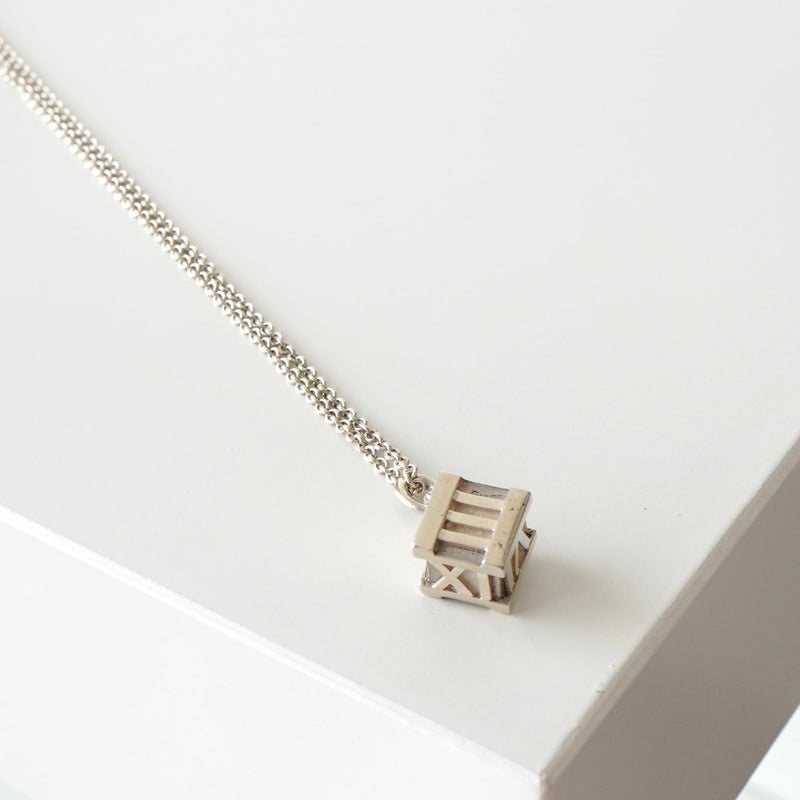 Atlas Cube Silver Necklace - NEWSED
