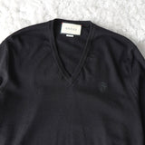 Balance Logo Embroidery V - neck Wool Sweater｜Made in Italy - NEWSED