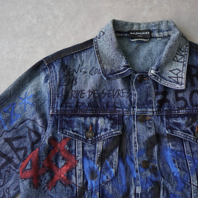 BALENCIAGA 2018AW Graffiti Denim Jacket - NEWSED