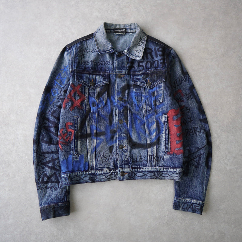 BALENCIAGA 2018AW Graffiti Denim Jacket - NEWSED