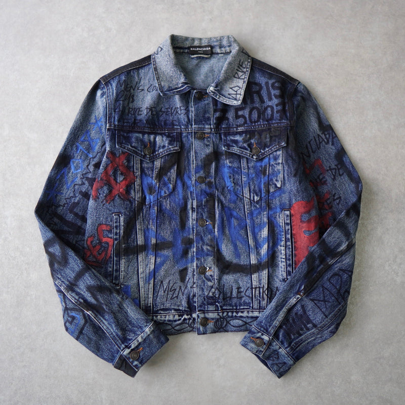 BALENCIAGA 2018AW Graffiti Denim Jacket - NEWSED